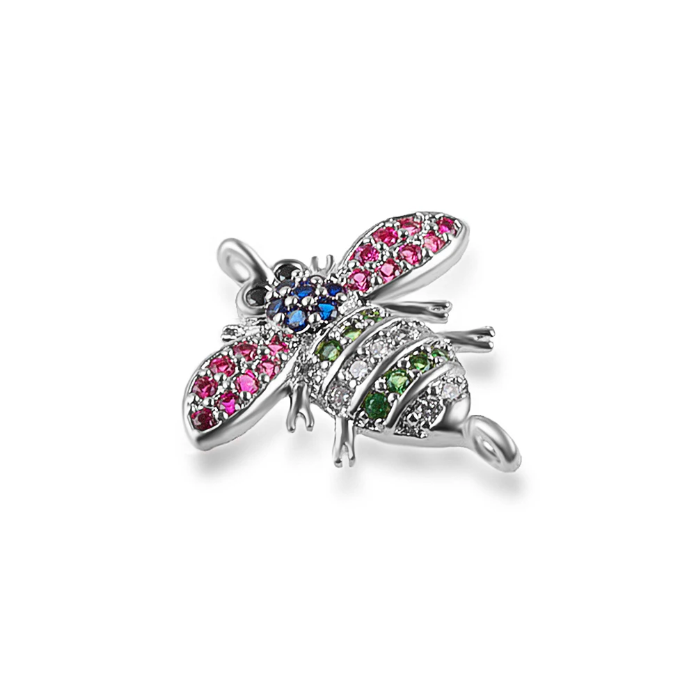 Trendy Multi Cubic Zirconia Bee Charms Connectors for Bracelet Jewelry Making Copper DIY Honeybee Beads | Украшения и аксессуары