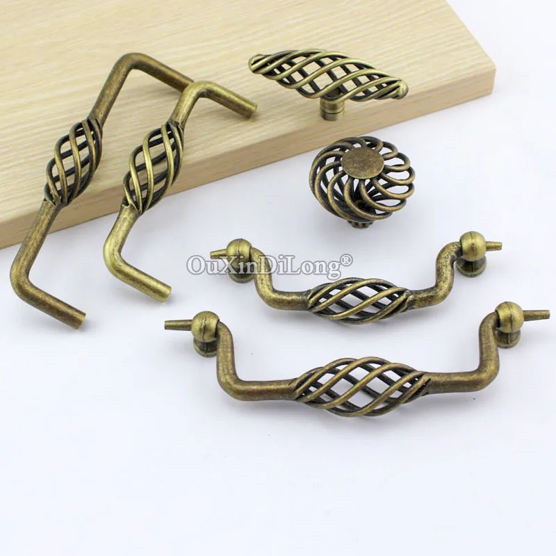 

10PCS European Style Birdcage Handle Antique Cabinet Wardrobe Furniture Cabinet Door Pull Hand JF1693