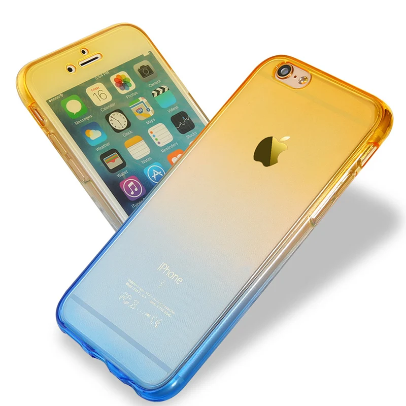 KEFO 360 Full Protective Case For Iphone X 10 8 Plus Gradient Color Silicone Cover 5S SE 6 6S 7 Coque |