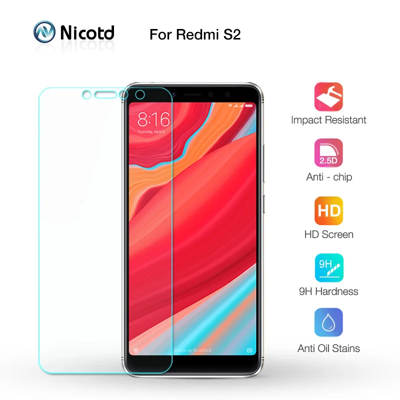 Закаленное стекло Nicotd для Xiaomi Redmi S2 5 99 дюйма 2.5D 0 26 мм 9H Премиум Защитная пленка
