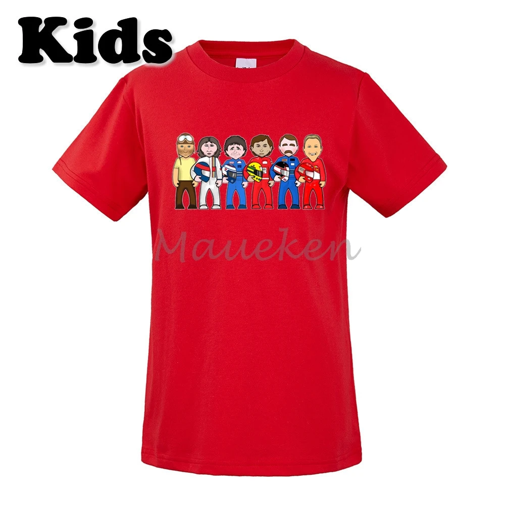 Детская футболка Juan Manuel Fangio Michael Schumacher Ayrton Senna Alain Prost Nigel Mansell для мальчиков и