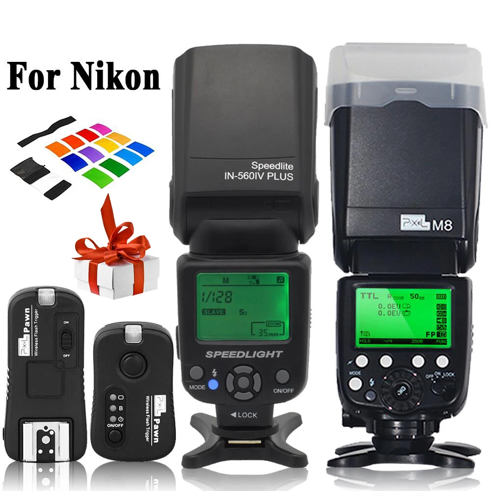 INSEESI IN-560IV IN560IV PLUS& PIXEL M8 ЖК-Фонарик Беспроводная вспышка Speedlite& TF-362 беспроводной триггер для камеры Nikon