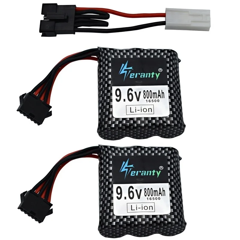 9,6 v ионно-литиевая Батарея для RC автомобиль 9115 9116 9912 S912 части к игрушкам на ру 9,6 v 800 мА/ч, Батарея 16500 EL-6P 6P-SM штекер 2 шт/комплект - Цвет: Красный