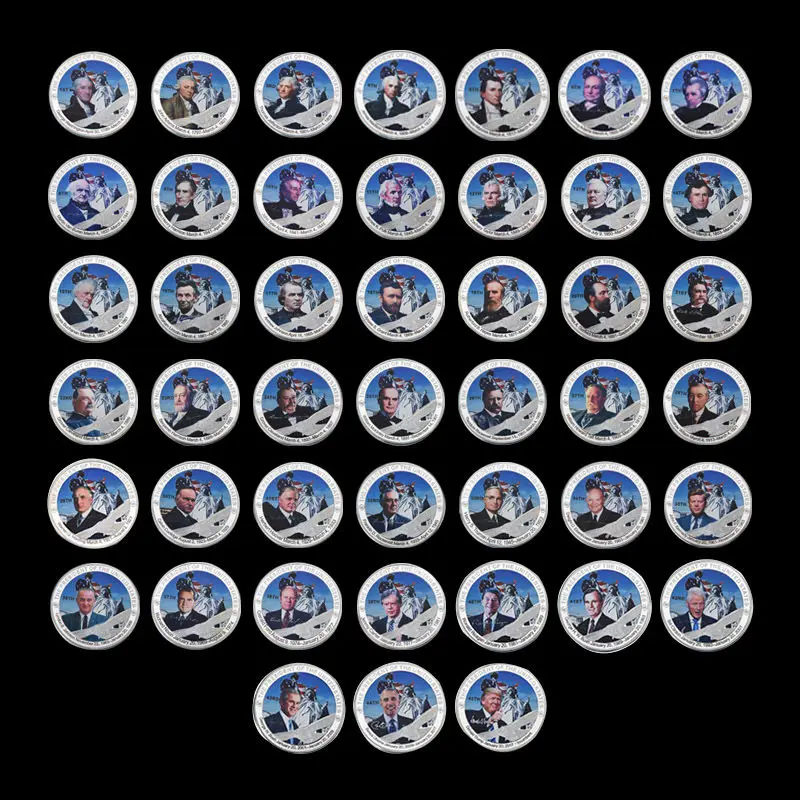 45 pcs coins WR Монета Альбом серебро 45 шт. президент США Трамп имитация монеты Коллекционная монета Реплика подарочные сувениры коробка для монет на день рождения Подарочная коробка - Цвет: 45 pcs coins