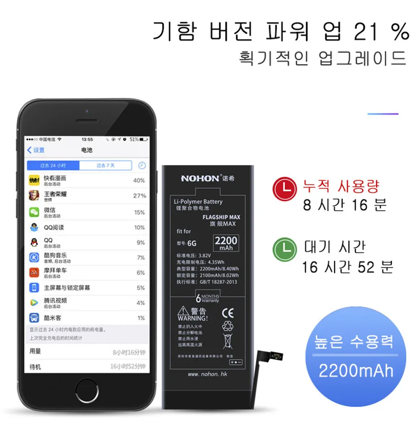 NOHON для iPhone 5, 5S, 5C, 6, 6 S, 7 аккумулятор, настоящая Высокая емкость, сменные батареи для телефона, литиевая батарея, бесплатные инструменты