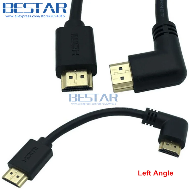 

(100pcs/lot) HDMI 2.0 A Male to HDMI Down & Up & Left & Right Angled 90 degree Male 4K*2K 60HZ HD extension Cable 15cm 60cm 1.8m