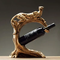 cheetah figurine wine holder decorative resin leopard sculpture bottle rack novelty barware gift and craft ornament accessories