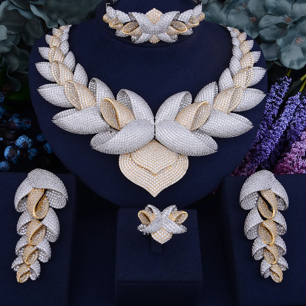 Женский комплект украшений GODKI ювелирных изделий из фианита с цветком лотоса и