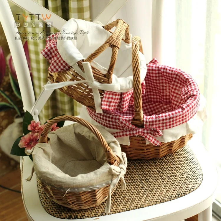 2018 NEW Genuine Super specials Practical Pastoral style sweet lovely cloth art wicker basket Storage Baskets flowers | Дом и сад