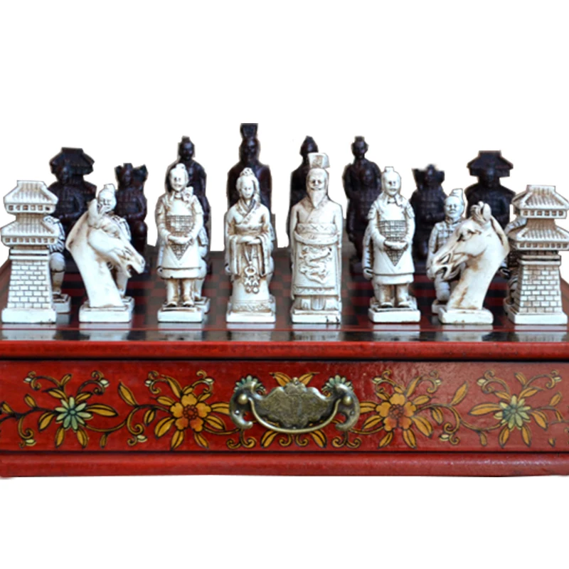 Китайские ретро шахматы терракотовые воины винтажная резьба из смолы Chessman