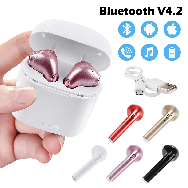I7s TWS Мини Bluetooth Беспроводные наушники с зарядным устройством спортивные гарнитуры Android Audifonos для всех смартфонов