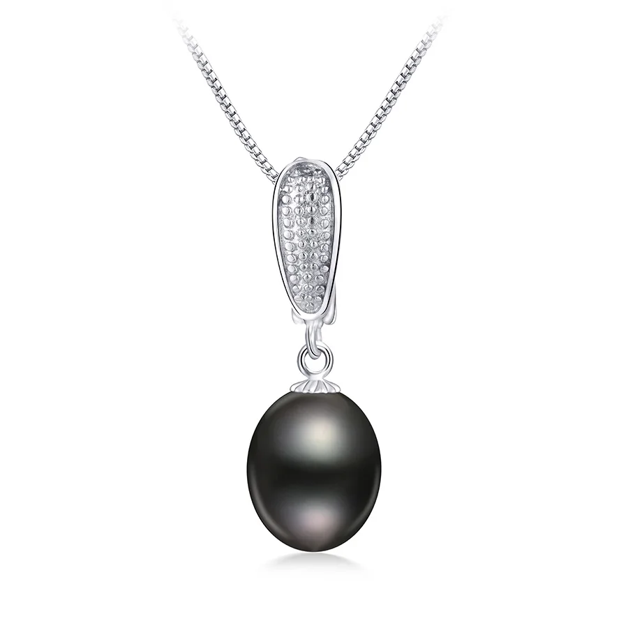 black pearl 45 см серебро 925 ожерелья для женщин элегантные 5A натуральный пресноводный жемчуг ювелирные изделия низкая цена серебро кулон с коробкой - Цвет камня: black pearl