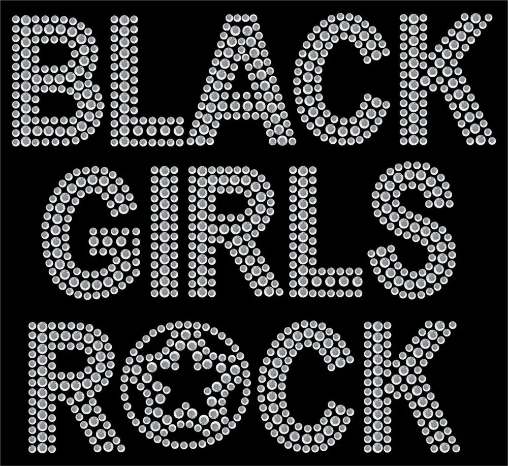

2pc/lot Black Girls Rock Hot Fix Iron on Rhinestone Transfer Applique Patch hot fix rhinestone transfer motifs for shirt