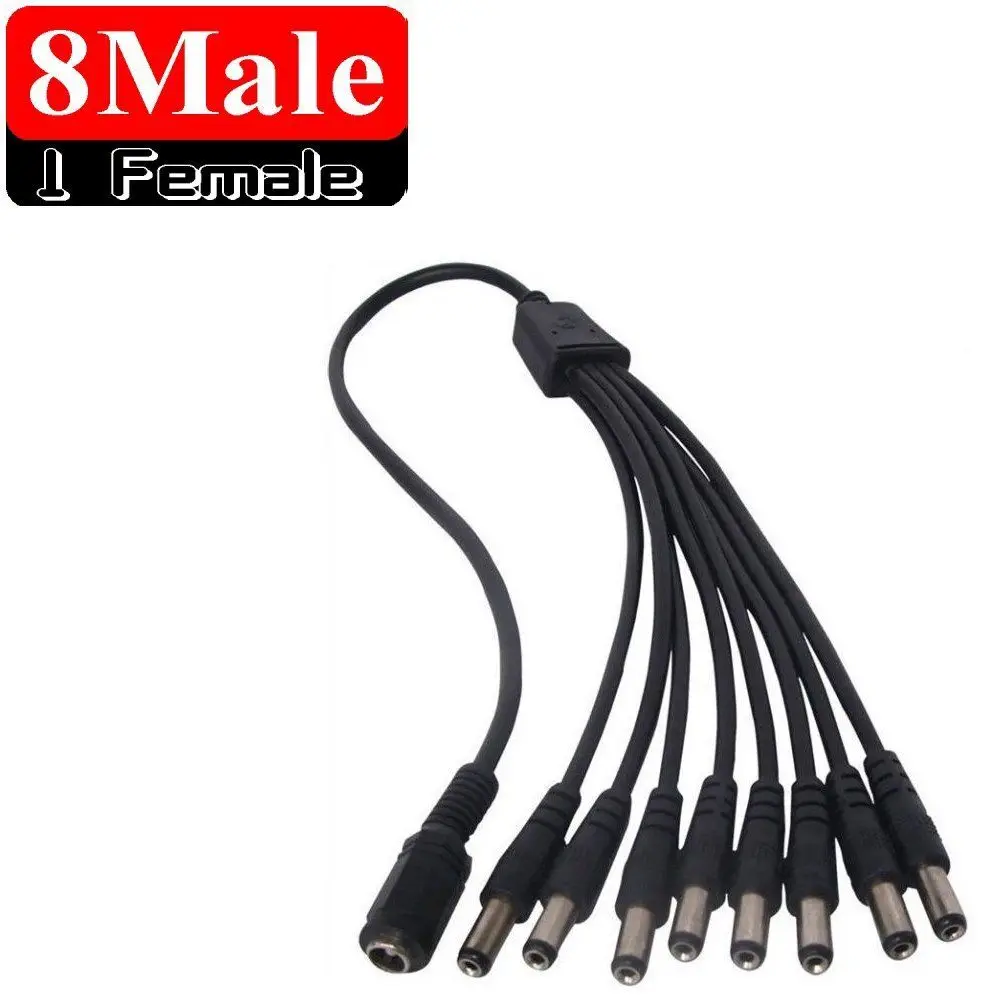 

DC 1 to 8 Power Splitter Cable Cord For CCTV Camera, 1 Female to 8 Male CA Ship