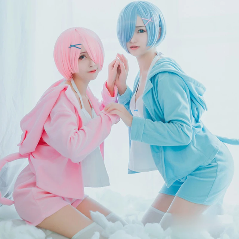 Розовый/синий Rem Ram пижамный комплект Re: жизнь в другом мире от Zero Cos Сексуальная