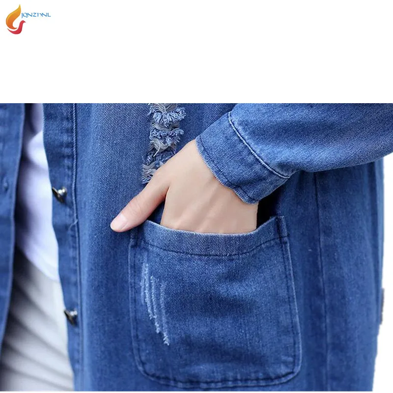 Женская джинсовая куртка средней длины повседневная Однорядная Свободная из