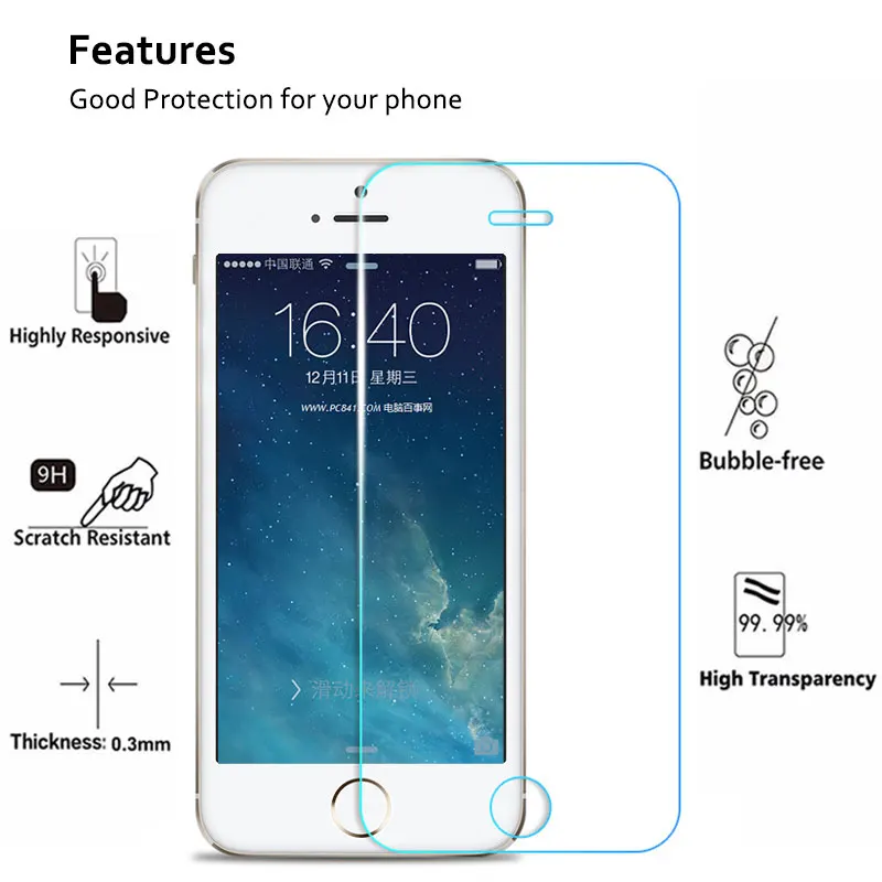 CHOEOIWE для iPhone 5 5s 5c SE 9H 2.5D переднее закаленное стекло защита экрана Противоударная
