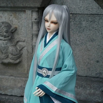 Allaosify Bjd парик/SD как кукла длинные прямые волосы парик 1/3 1/4 1/6 высокая температура кукла парик Китайский классический стиль - Цвет: Серебристый