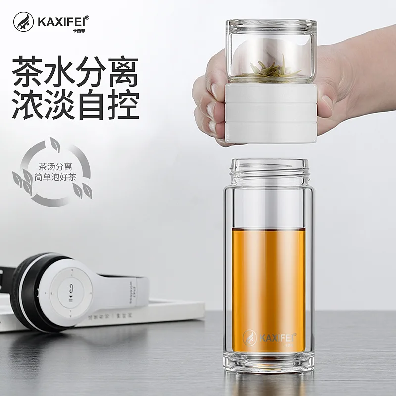 Новинка KAXIFEI стеклянные портативные бутылки для воды с двойными стенками 360 мл стеклянная чашка для заварки чая скалолазание лагерь Тур моя бутылка для напитков