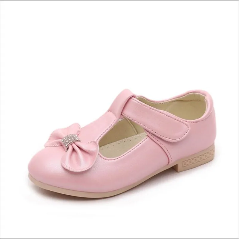 Весенне осенняя кожаная обувь принцессы для девочек Детская с бантом Новая