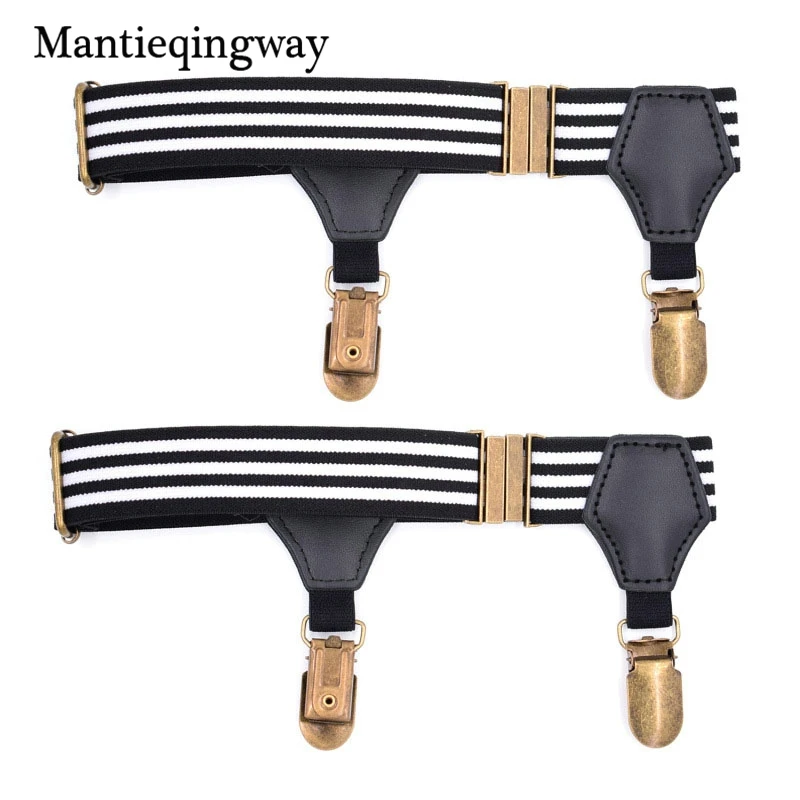 black white Mantieqingway официальные бизнес держатели для носков Регулируемые нескользящие носки подвязки эластичные футболки на подтяжках женский пояс для подтяжек - Цвет: black white