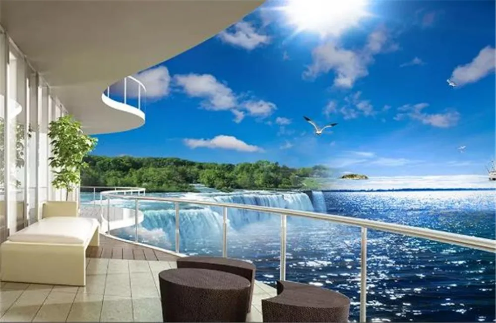 Custom Any Size 3D Mural Wallpaper Beautiful Sea View Living Room Sofa TV Background Wall Decoration Wallpape | Обустройство дома