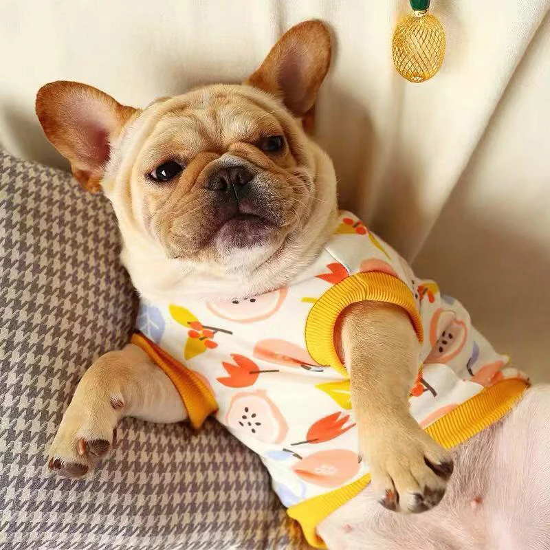 Футболка с вышивкой в виде французского бульдога|Собачьи жилеты| |