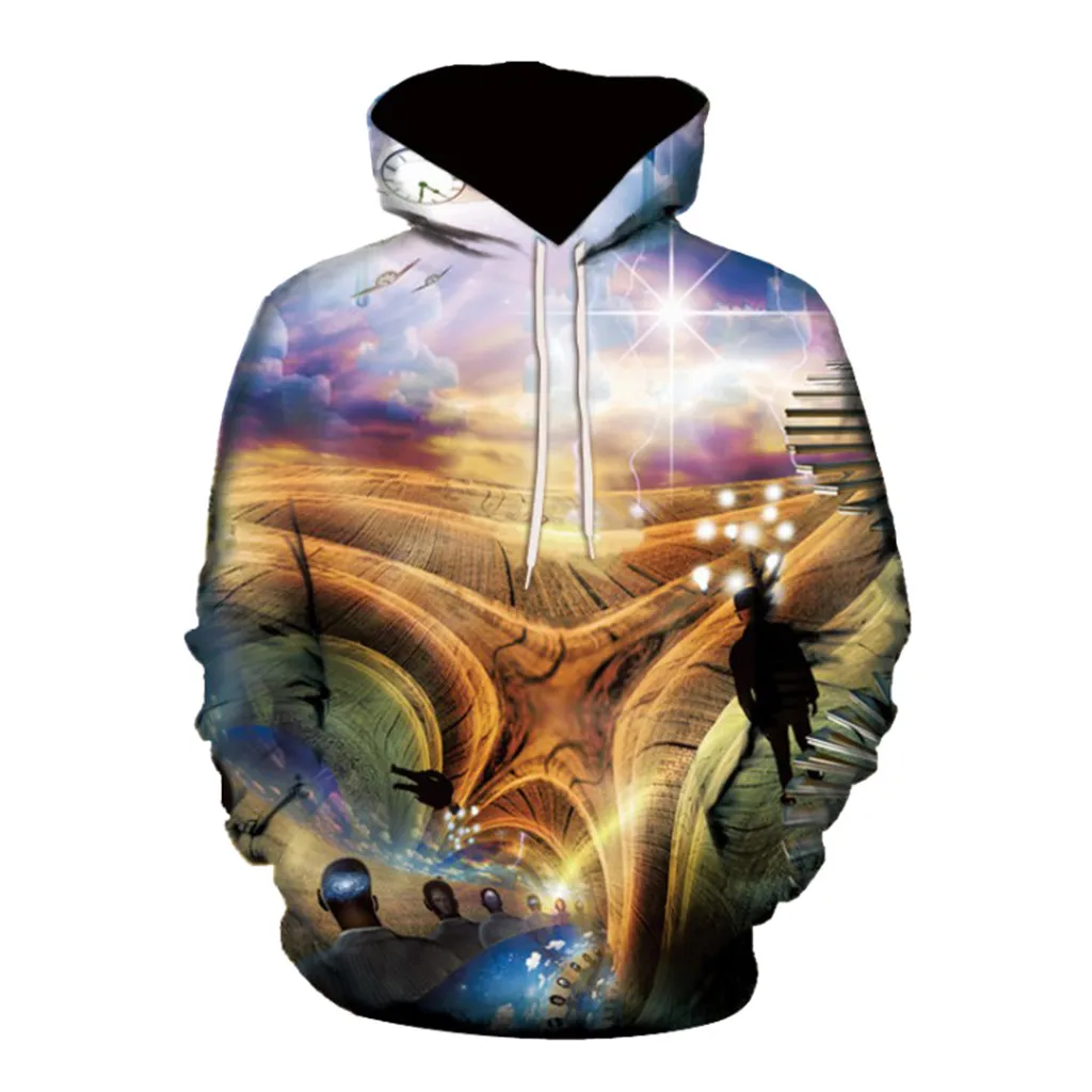 Fashion Sun Colorful Men's Mode 3D Abstract Print Long Sleeve Couples Hoodies Sweatershirt Top Blouse 2019 | Мужская одежда