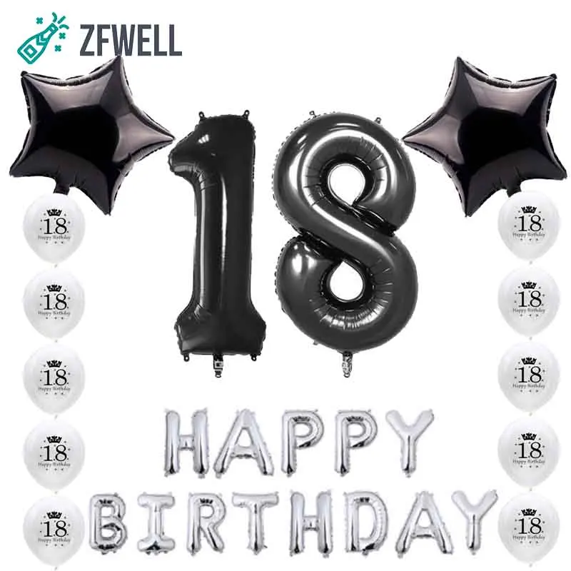 ZFWELL 27 шт./лот 18.21.30 день рождения цифровая любовь Серебристая черная алюминиевая