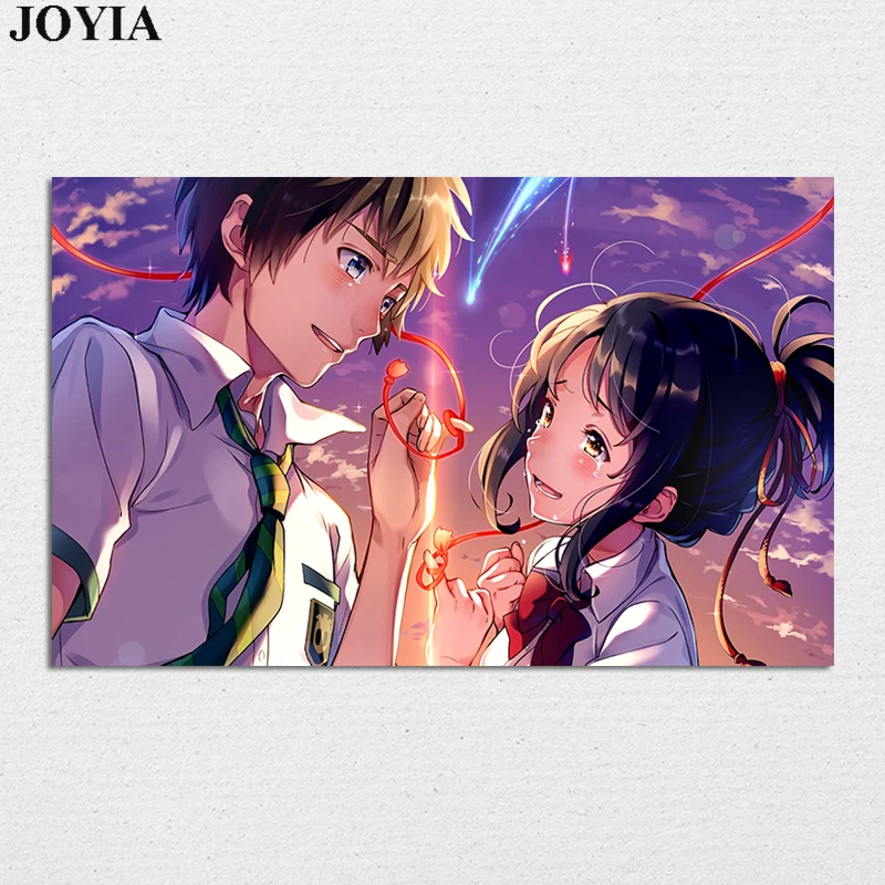 Kimi no na wa, ваше имя плакат с героями аниме, японская манга стены искусства печати, Mitsuha miyamzu Taki Tachibana шелковые фотографии
