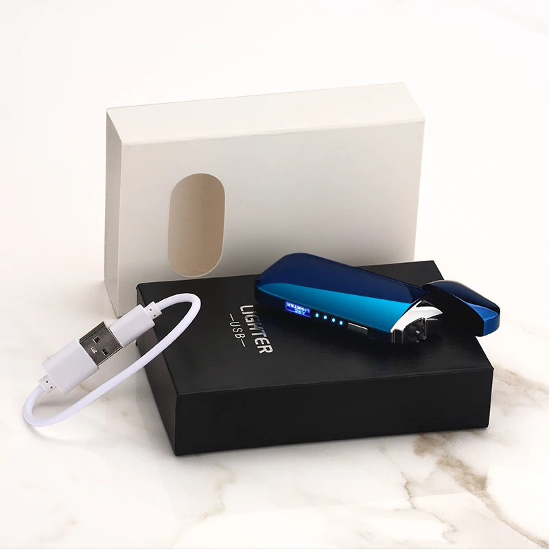 Новый двухрядная дуговая Зажигалка Ветрозащитная электронная USB Батарея