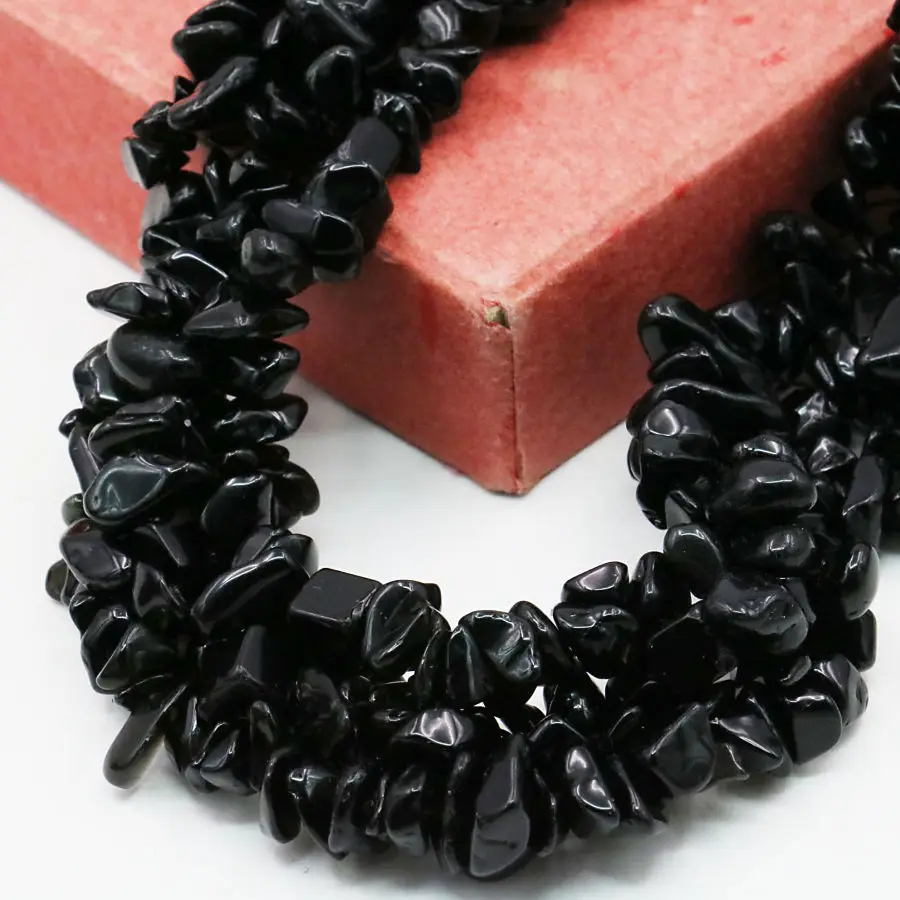 Цепочка из натурального черного оникса 3 ряда вечерние украшения для девочек