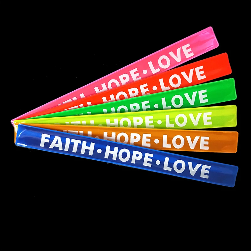 30 см FAITH HOPE LOVE светоотражающий браслет slap band Браслеты slap wrap повязки для бега, езды на велосипеде безопасность видимость использования