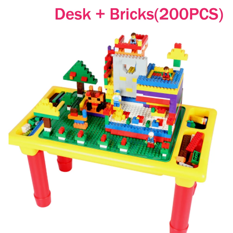 LWKO 200 шт блоки + стол креативный складной совместим с классическим Legoe обучающая