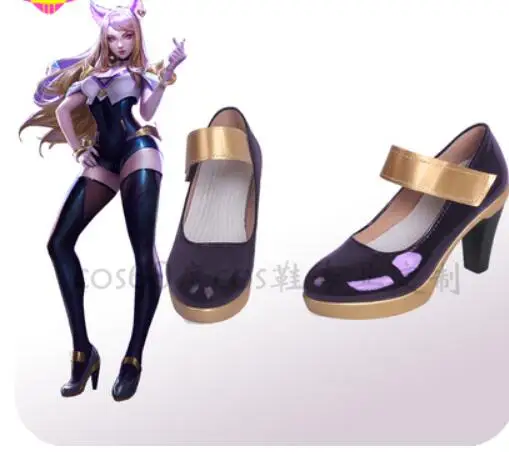 Туфли для косплея игры LOL K/DA Ahri туфли KDA на высоких каблуках женщин фиолетовые Gloden