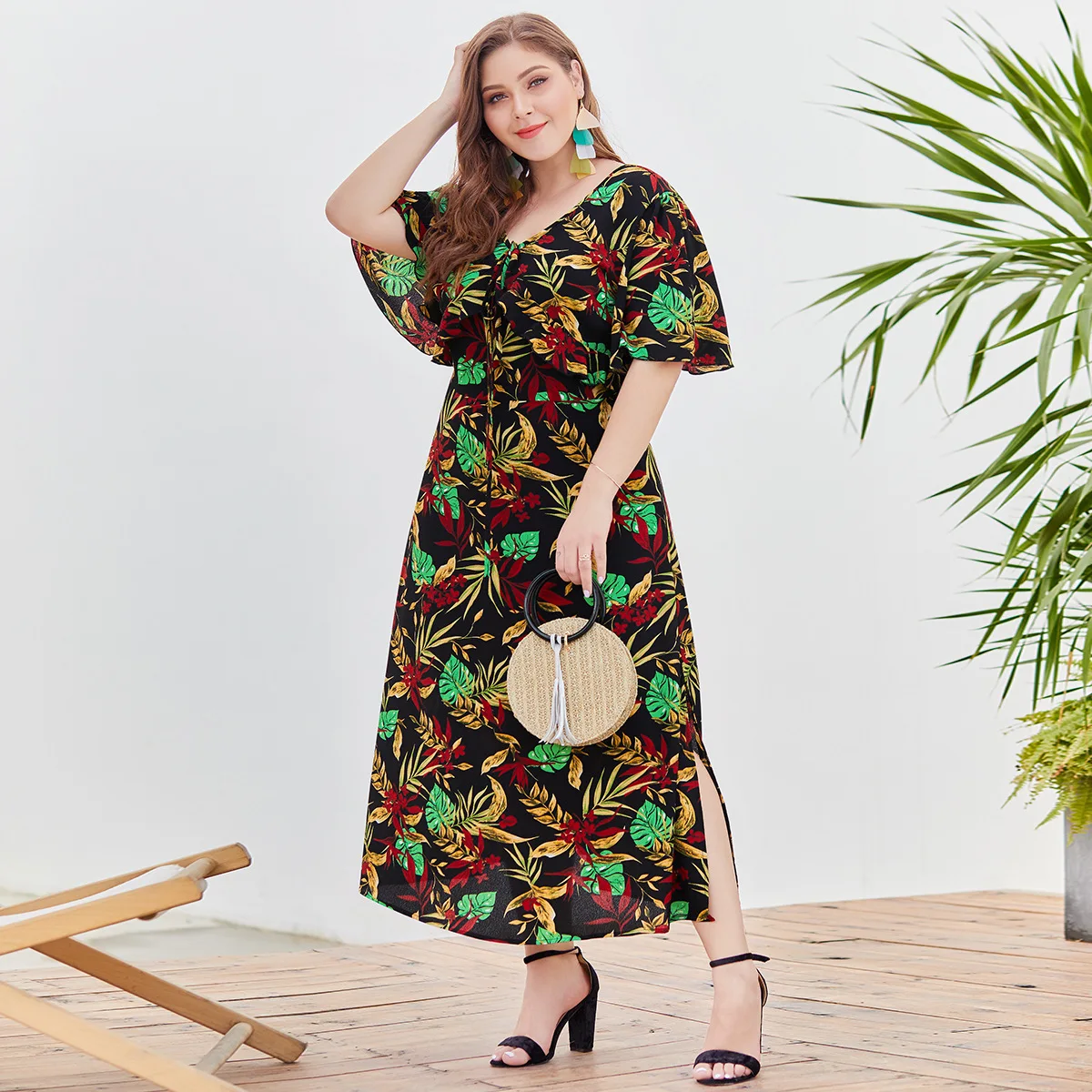 2019 женская одежда большого размера праздничные длинные платья с принтом