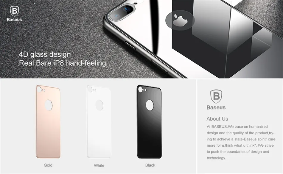 Защитная пленка для задней панели Baseus 0,3 мм 4D для iPhone 8 8 Plus, защитная пленка для задней панели 9H из закаленного стекла с защитой от царапин