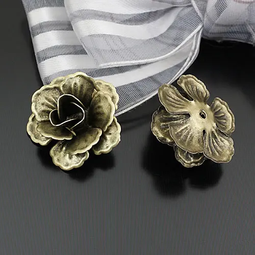 Antique Bronze 24110) 20 шт. 21x10 мм античная бронза железо 3D цветы бусины Spacer Бусины Diy ювелирных изделий Аксессуары оптом - Цвет: Antique Bronze