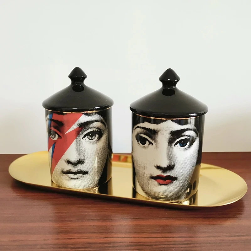 Классический подсвечник Fornasetti с черной крышкой керамический контейнер для хранения художественный подсвечник ретро корзины ручной работы для хранения баночек домашний декор