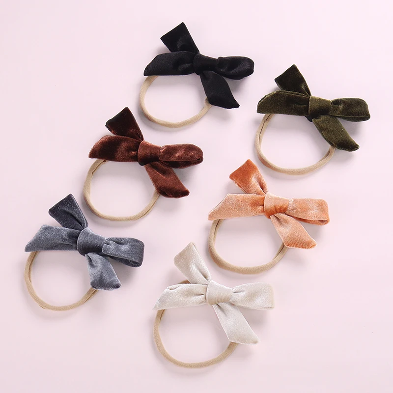 Детская бархатная регулируемая повязка на голову с бантом для школьницы подарок