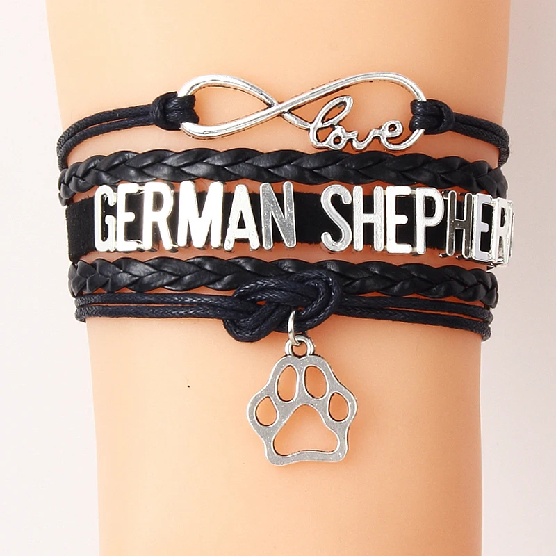Infinity Love Pet браслеты Собака амулет лапа немецкий браслет пастуха и плетеный ручной