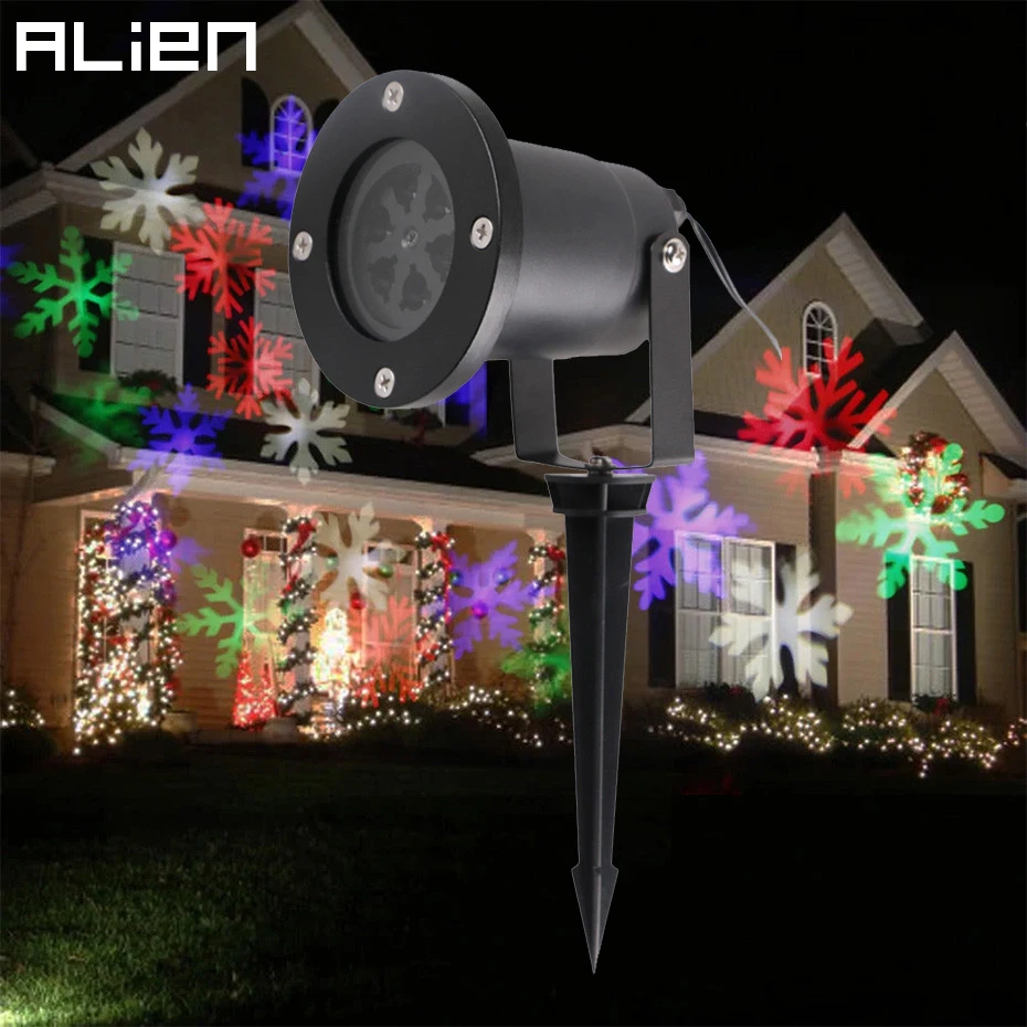 Инопланетянин Открытый Сад RGB Снежинка светодиодный движущийся снег проектор