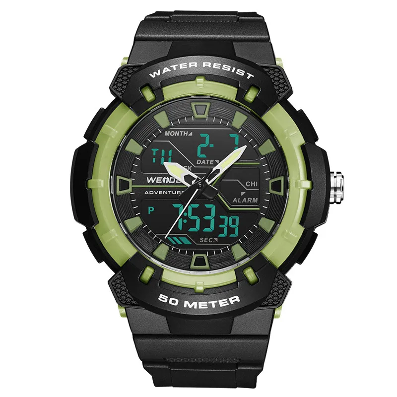 WEIDE военные мужские спортивные часы кварцевые часы мужские спортивные цифровые наручные часы армейские часы 50 метров Водонепроницаемость Eloj Hombre - Цвет: WA3J8008-6C