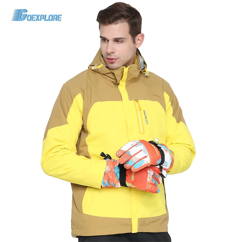 

Goexplore Outdoor Jacket 3 in 1 Male Waterproof Breathable Thicken Lining Thermal Warm Camping Coat hiking jackets for men