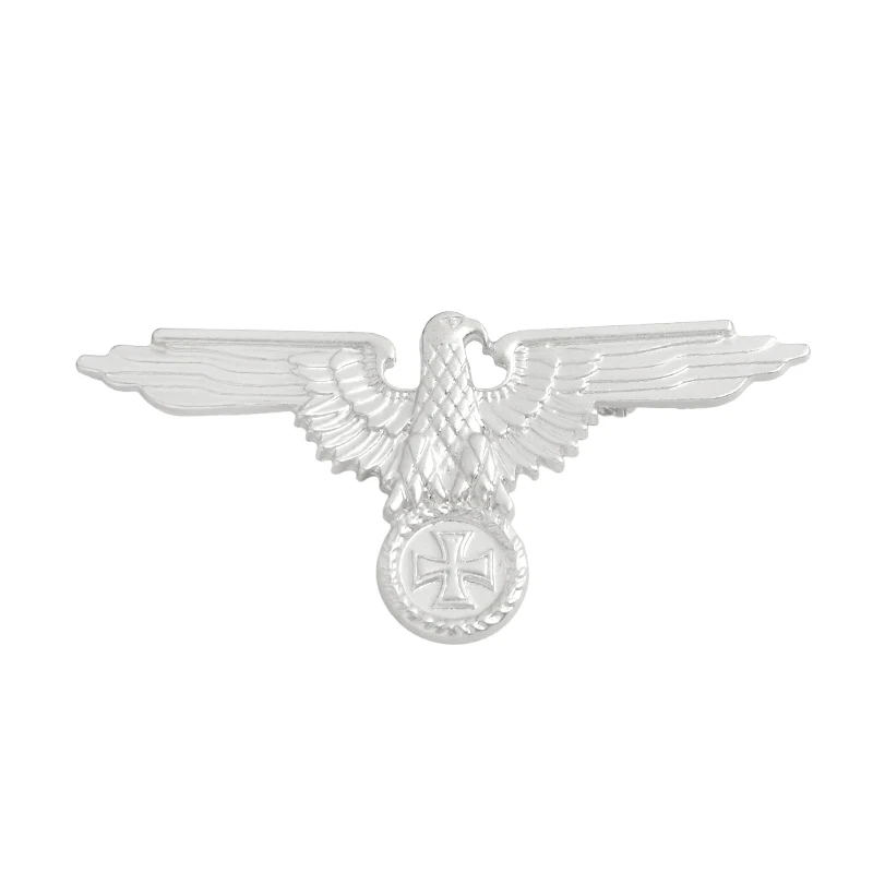 silver Немецкая брошь Орел Второй мировой войны, металлический значок немецких ветеранов, медаль с отворотом, значок на кнопке, мужские ювелирные изделия, подарок - Окраска металла: silver