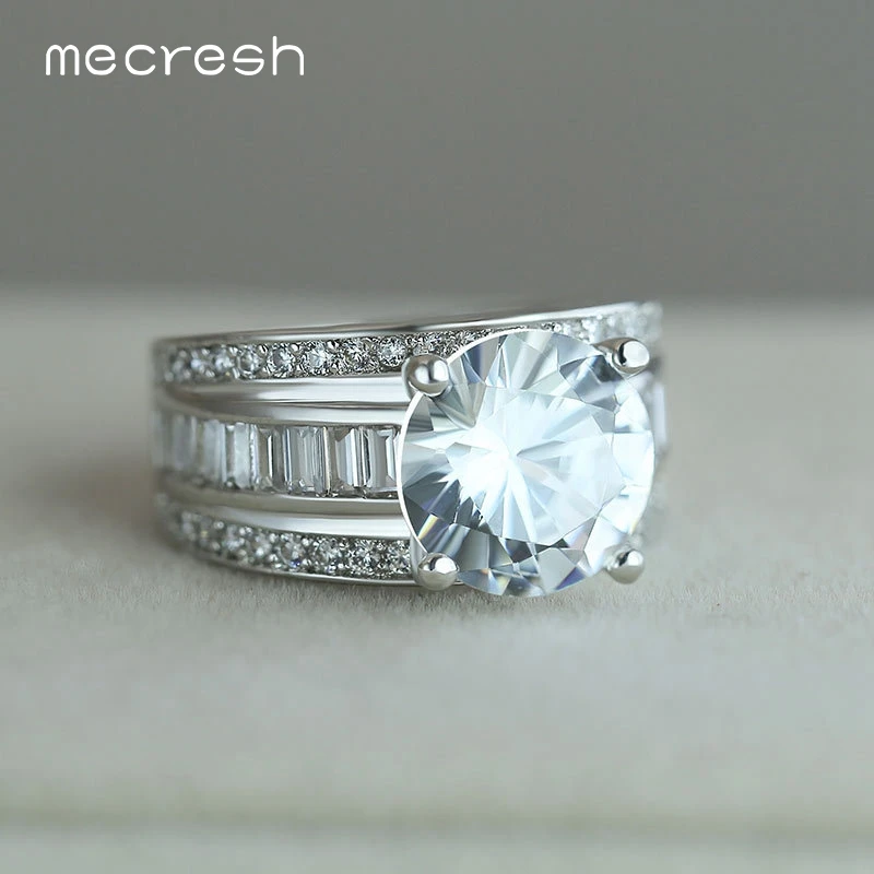 Mecresh прозрачный топ кубический цирконий женские кольца обручальные роскошные