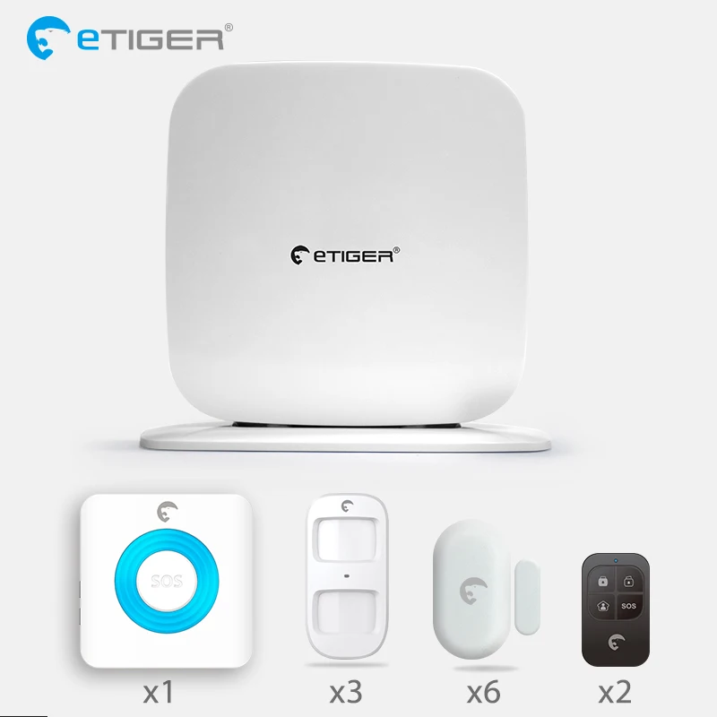 SET E ETiger Беспроводной Secual Box Wi-Fi/GSM сигнализация Системы умный дом с PIR датчик движения Wi-Fi ip-камеры Беспроводной дыма - Цвет: SET E