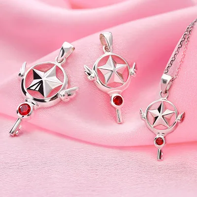 Аниме Card Captor Sakura Kinomoto Девушка звезда палочка серебряный ключ Цепочки и ожерелья