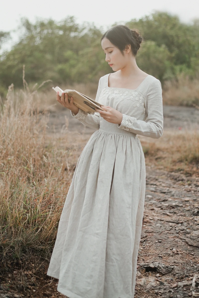 Женское длинное льняное платье в клетку с оригинальным дизайном|long linen dresses|linen