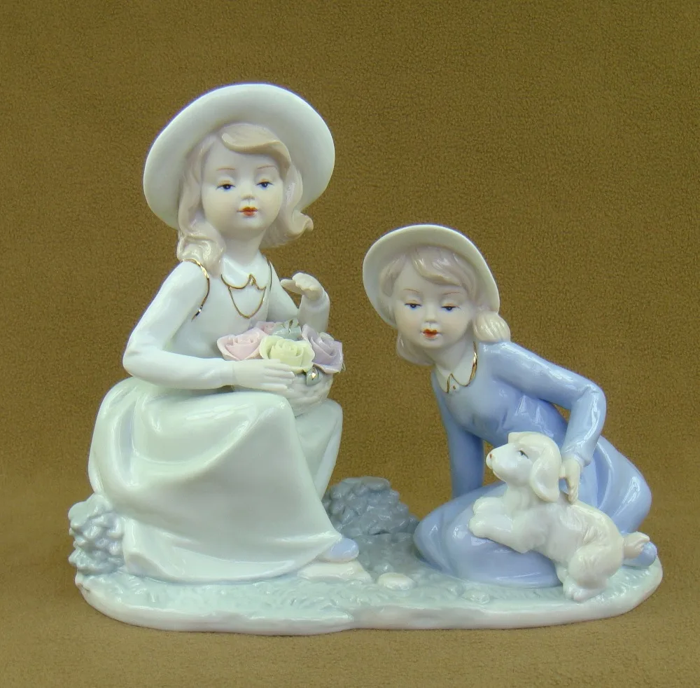 Винтажная фарфоровая статуэтка для детей и домашних животных Керамическая кукла